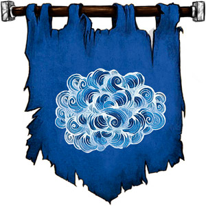 The Symbol of Akadi - White cloud on a blue background