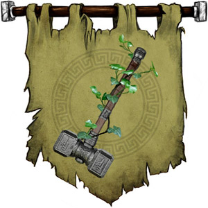 The Symbol of Dennari - Warhammer with leaves sprouting from handle