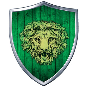 The Symbol of Nobanion - Male lion's head on a green shield