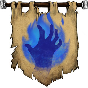 The Symbol of Raxivort - Blue flaming hand