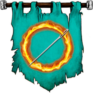 The Symbol of Sharindlar - Flaming ring rising from a steel needle