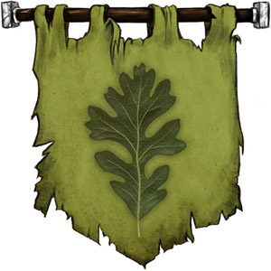 The Symbol of Silvanus - Upright green living oak leaf