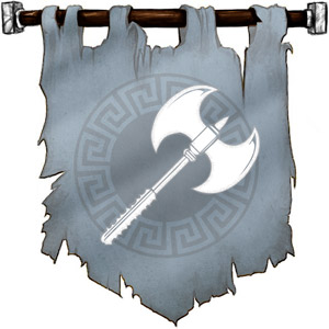 The Symbol of Thrym - A white, double-bladed greataxe.