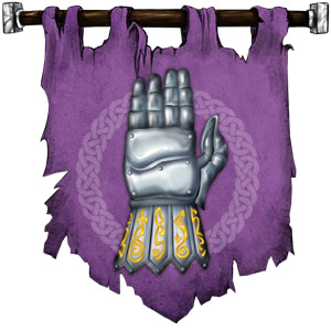 The Symbol of Torm - Right-hand gauntlet held upright with palm away