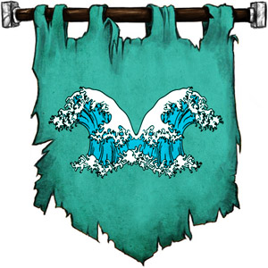 The Symbol of Umberlee - Blue-green wave curling left and right