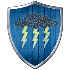 The Symbol of Valkur - Cloud with three lightning bolts on a shield