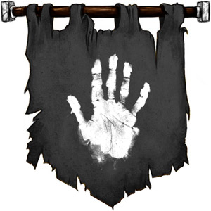 The Symbol of Yurtrus - White hand on a dark background