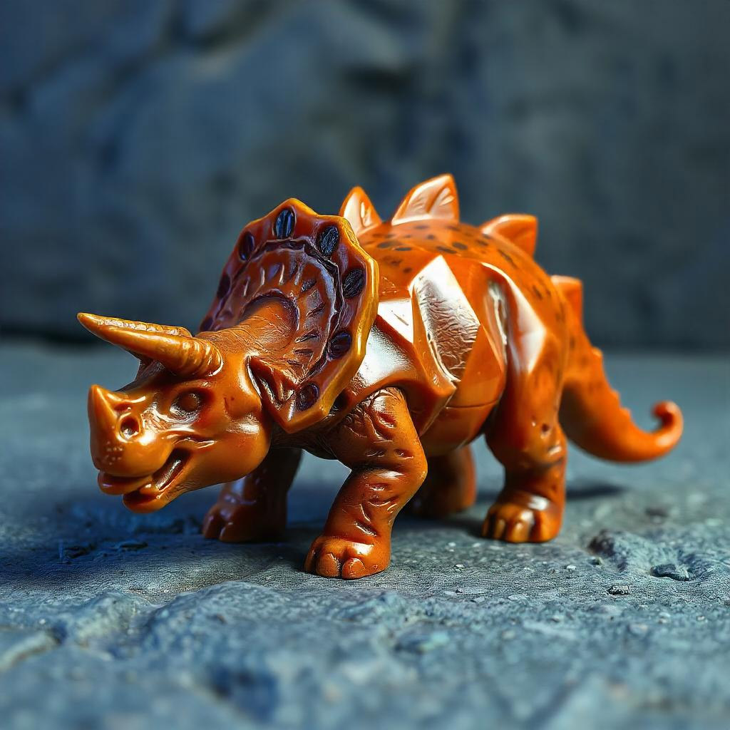 D&D magic item image - Prehistoric Figurine of Wondrous Power, Carnelian Triceratops