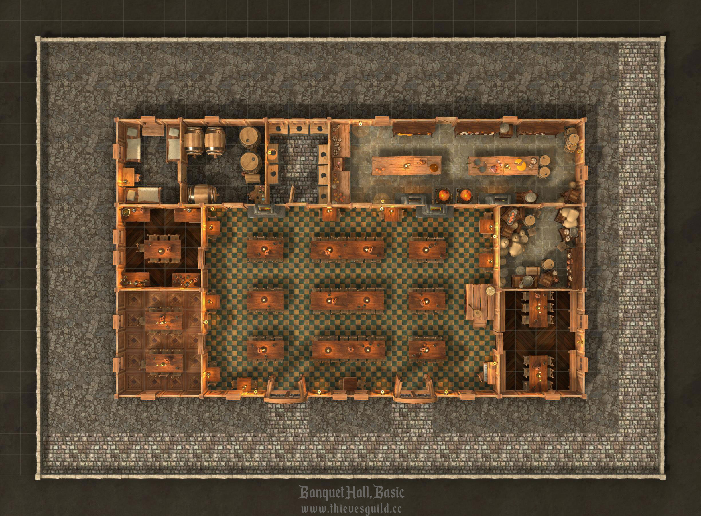 Banquet Hall, Basic , a D&D map