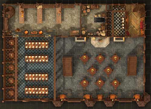 Banquet Hall, Fancy - A Dungeons and Dragons Map by the Thieves Guild